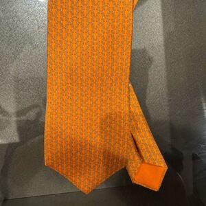 Hermes Orange Tie